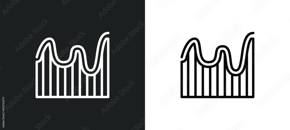 Poster wave chart icon isolated in white and black colors. wave chart outline vector icon from business and