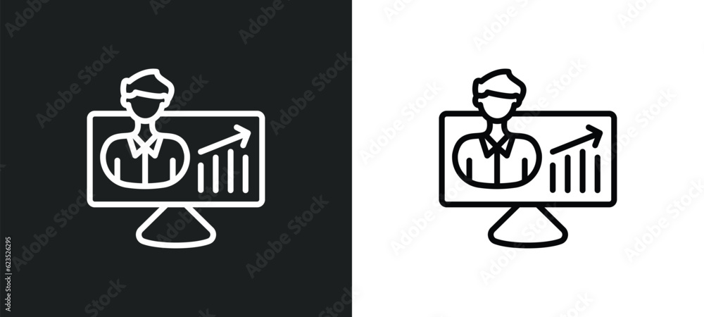 Poster user stats icon isolated in white and black colors. user stats outline vector icon from business and