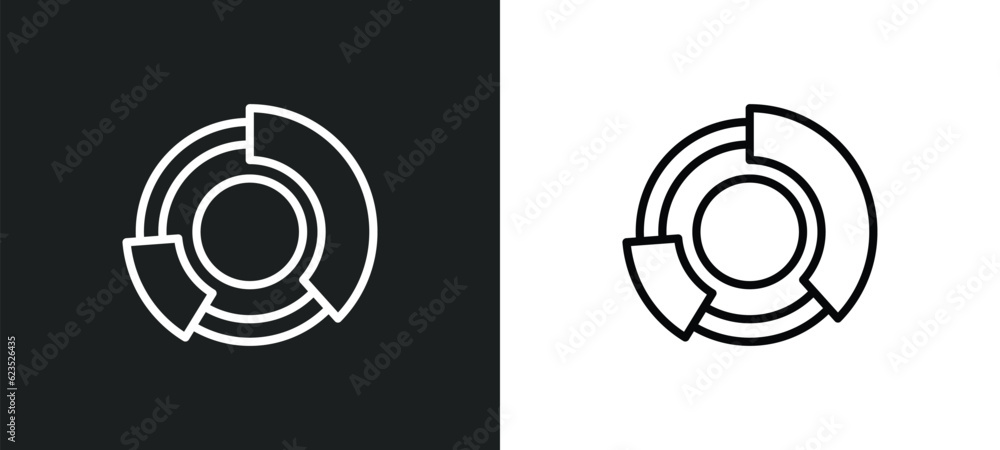 Poster graph pie icon isolated in white and black colors. graph pie outline vector icon from business and a