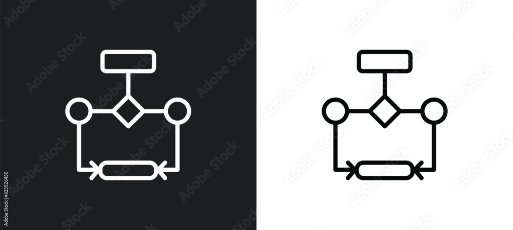Poster flow chart icon isolated in white and black colors. flow chart outline vector icon from business and