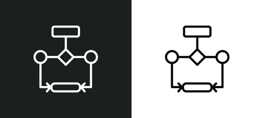 flow chart icon isolated in white and black colors. flow chart outline vector icon from business and analytics collection for web, mobile apps and ui.