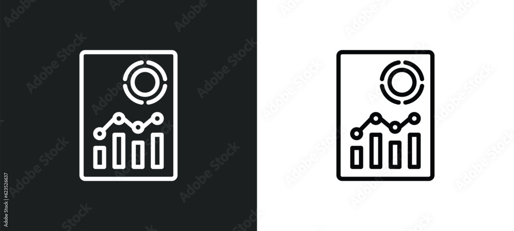 Poster analytic visualization icon isolated in white and black colors. analytic visualization outline vecto