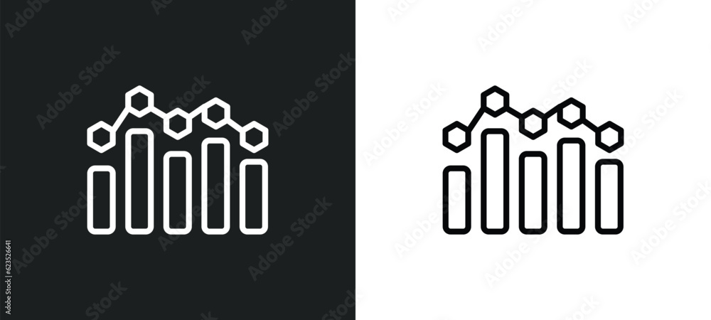 Poster bar stats icon isolated in white and black colors. bar stats outline vector icon from business and a