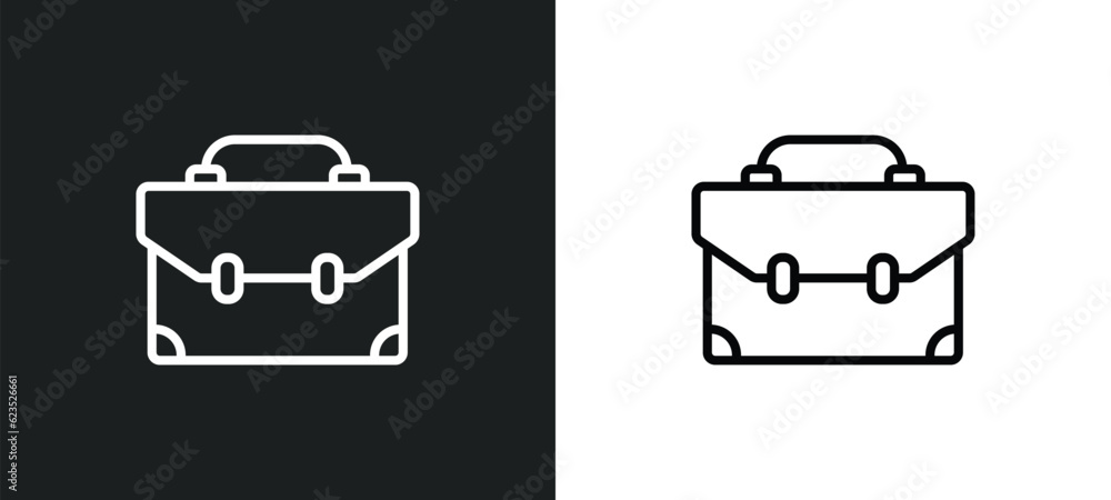 Poster briefcase tings icon isolated in white and black colors. briefcase tings outline vector icon from bu