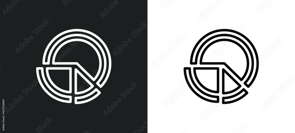 Poster pie chart file icon isolated in white and black colors. pie chart file outline vector icon from busi
