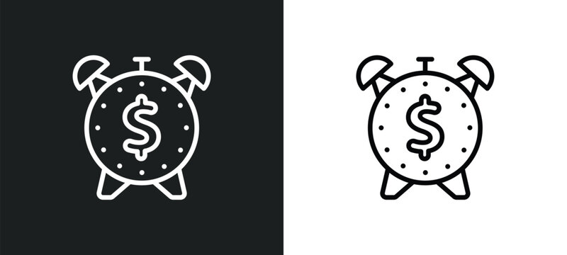 dollar on business time icon isolated in white and black colors. dollar on business time outline vector icon from business collection for web, mobile apps and ui.