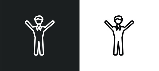 man success icon isolated in white and black colors. man success outline vector icon from business collection for web, mobile apps and ui.