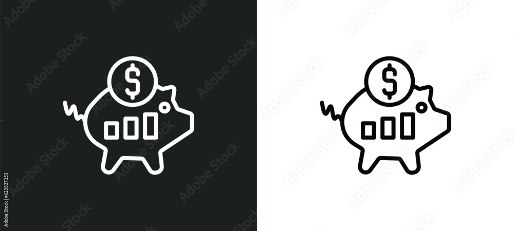 Poster purpose of saving money icon isolated in white and black colors. purpose of saving money outline vec