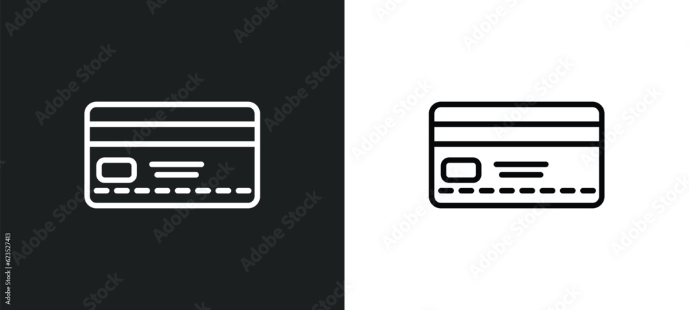Poster banking card icon isolated in white and black colors. banking card outline vector icon from business