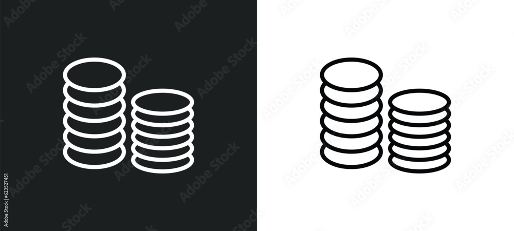Poster stack of gold icon isolated in white and black colors. stack of gold outline vector icon from busine