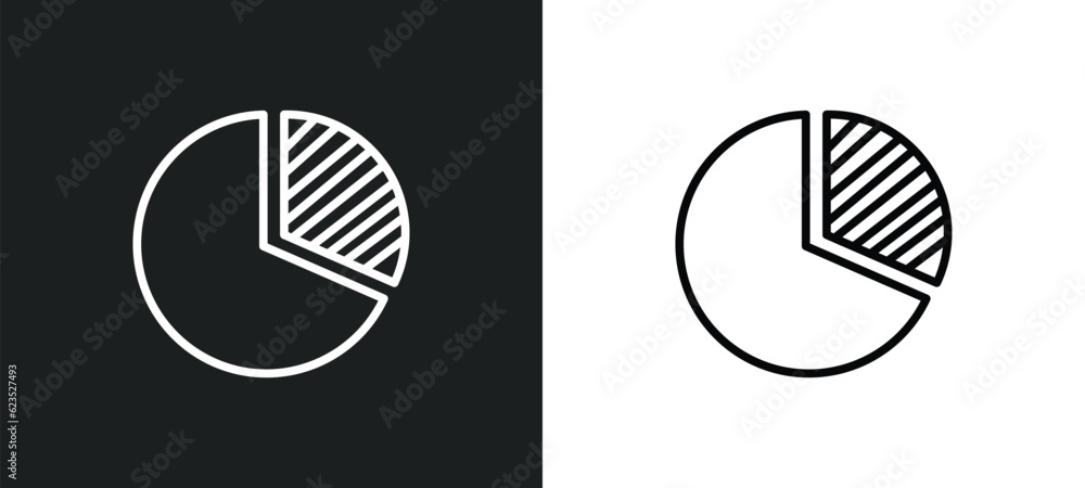 Poster circular pie chart icon isolated in white and black colors. circular pie chart outline vector icon f