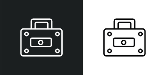 rectangular briefcase icon isolated in white and black colors. rectangular briefcase outline vector icon from business collection for web, mobile apps and ui.