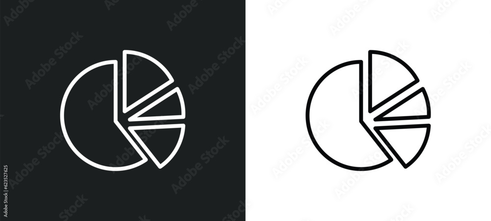 Poster pie graphic icon isolated in white and black colors. pie graphic outline vector icon from business c