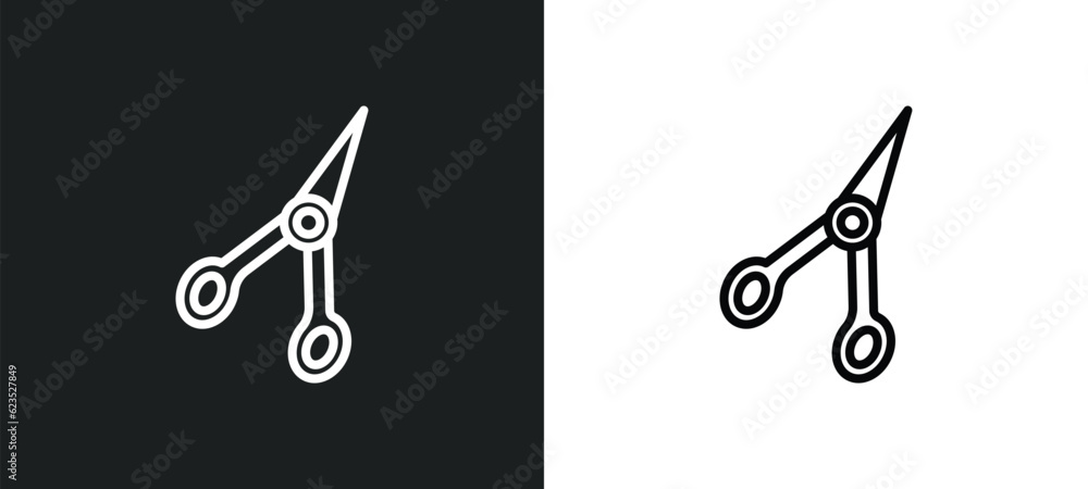 Poster manicure scissors icon isolated in white and black colors. manicure scissors outline vector icon fro