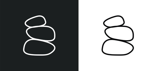 three stones icon isolated in white and black colors. three stones outline vector icon from beauty collection for web, mobile apps and ui.