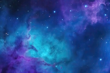 Galaxies and nebula throughout the cosmos. Blue starry abstract space background.