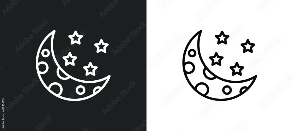 Aufkleber half moon icon isolated in white and black colors. half moon outline vector icon from astronomy coll