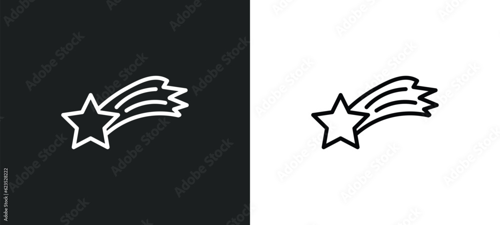 Poster falling star icon isolated in white and black colors. falling star outline vector icon from astronom
