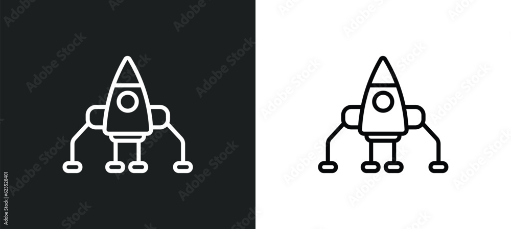 Poster space lander icon isolated in white and black colors. space lander outline vector icon from astronom