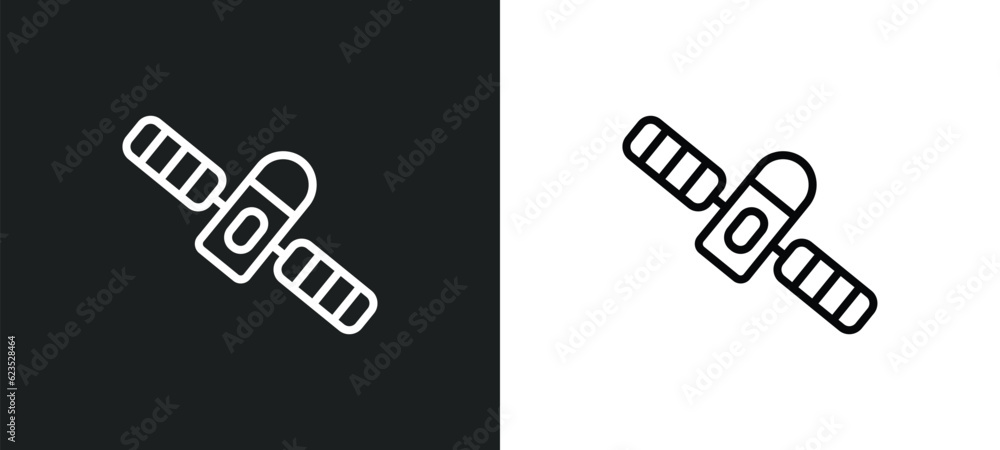 Poster space module icon isolated in white and black colors. space module outline vector icon from astronom