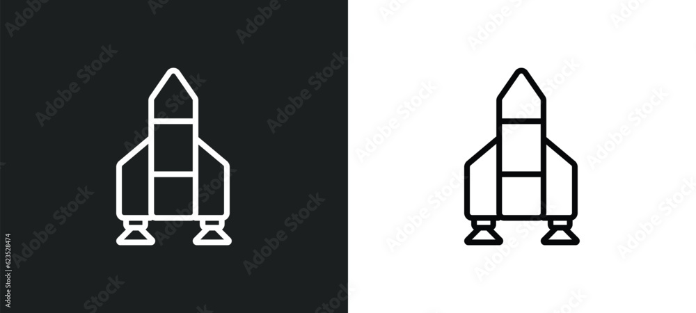 Aufkleber launching shuttle icon isolated in white and black colors. launching shuttle outline vector icon fro