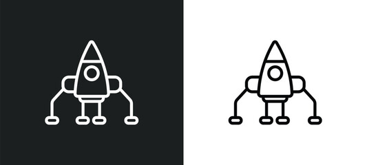 space lander icon isolated in white and black colors. space lander outline vector icon from astronomy collection for web, mobile apps and ui. © Farahim