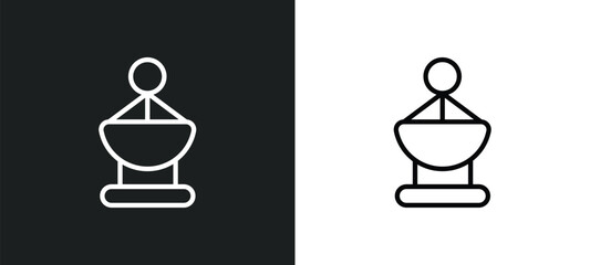 radar pointing up icon isolated in white and black colors. radar pointing up outline vector icon from astronomy collection for web, mobile apps and ui.