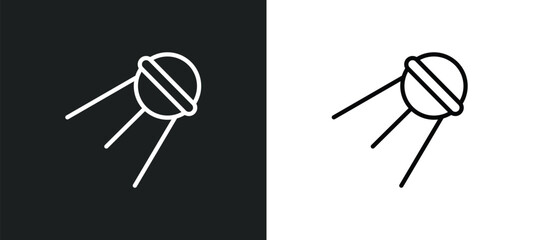 sputnik icon isolated in white and black colors. sputnik outline vector icon from astronomy collection for web, mobile apps and ui. - obrazy, fototapety, plakaty