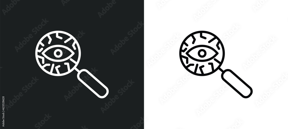 Poster detection icon isolated in white and black colors. detection outline vector icon from artificial int