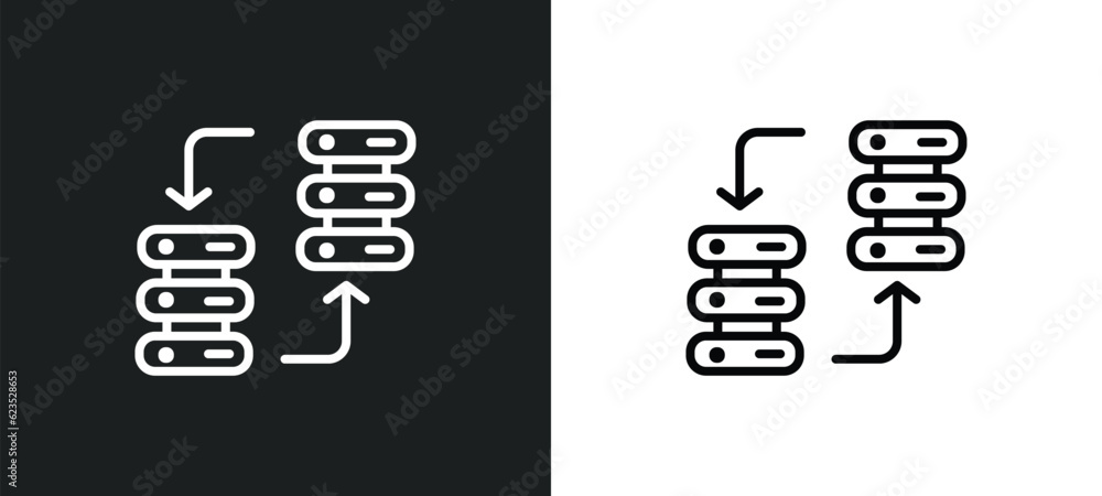 Poster data transfer icon isolated in white and black colors. data transfer outline vector icon from artifi