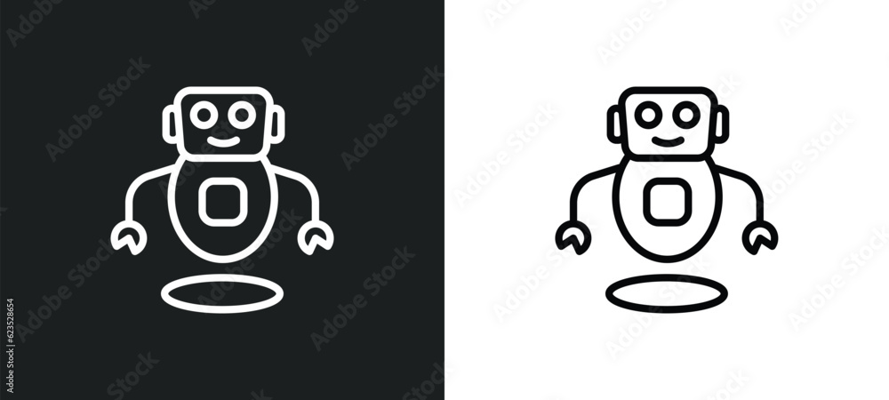 Poster robots icon isolated in white and black colors. robots outline vector icon from artificial intellege