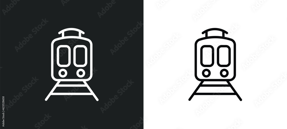 Poster train icon isolated in white and black colors. train outline vector icon from artificial intellegenc