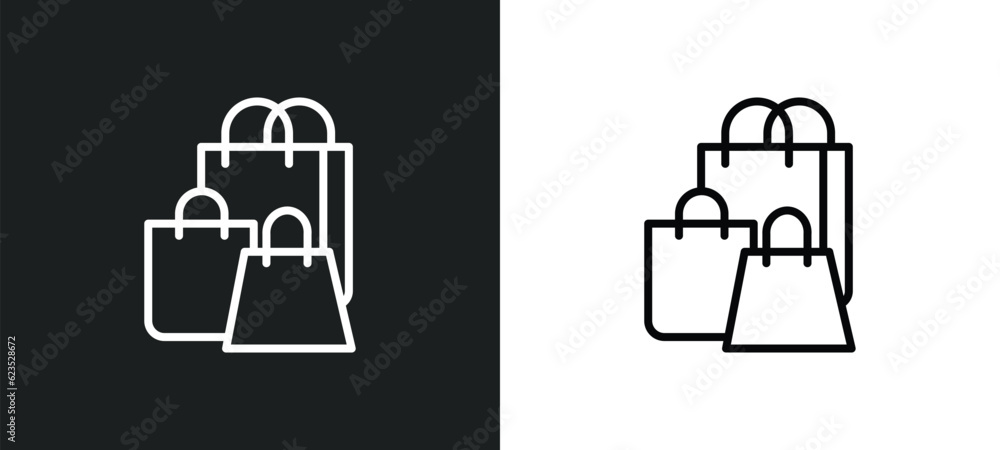 Poster shopping bag icon isolated in white and black colors. shopping bag outline vector icon from artifici