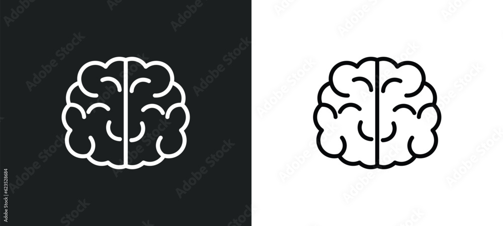 Poster brain icon isolated in white and black colors. brain outline vector icon from artificial intellegenc