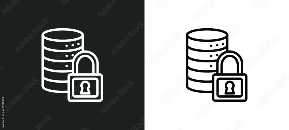 Poster secure data icon isolated in white and black colors. secure data outline vector icon from artificial