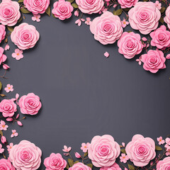 Fototapeta na wymiar pink rose frame