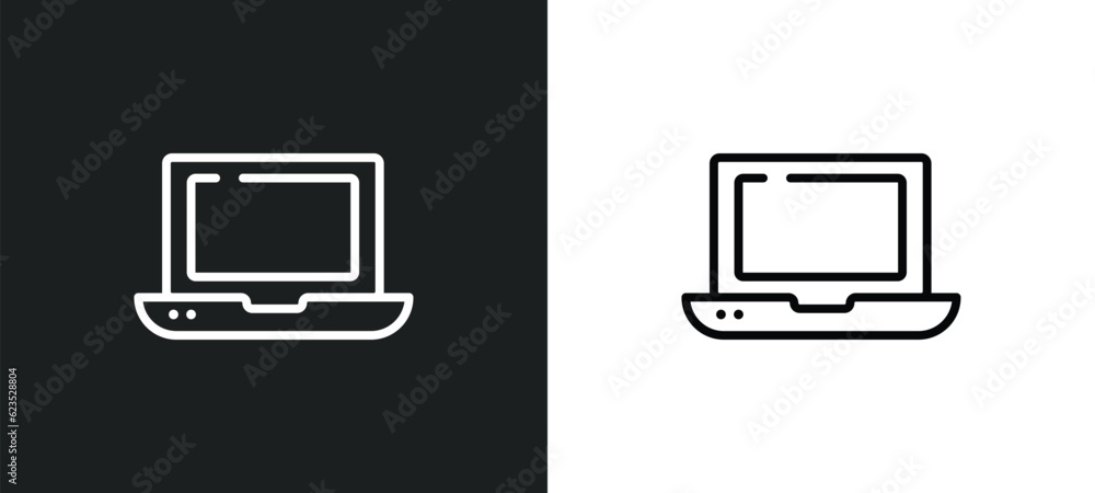 Poster laptop icon isolated in white and black colors. laptop outline vector icon from artificial intellege