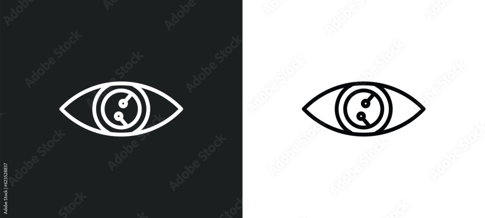 Poster smart lens icon isolated in white and black colors. smart lens outline vector icon from artificial i