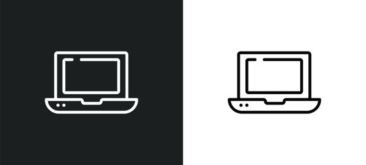 laptop icon isolated in white and black colors. laptop outline vector icon from artificial intellegence collection for web, mobile apps and ui.