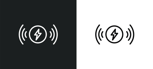 wireless charging icon isolated in white and black colors. wireless charging outline vector icon from artificial intellegence collection for web, mobile apps and ui. - obrazy, fototapety, plakaty