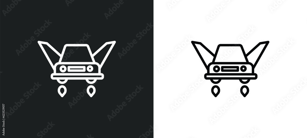 Poster fyling vehicle icon isolated in white and black colors. fyling vehicle outline vector icon from arti