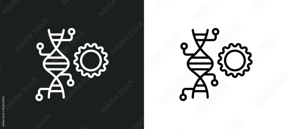Poster genetic modification icon isolated in white and black colors. genetic modification outline vector ic