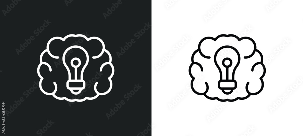 Poster future brain icon isolated in white and black colors. future brain outline vector icon from artifici