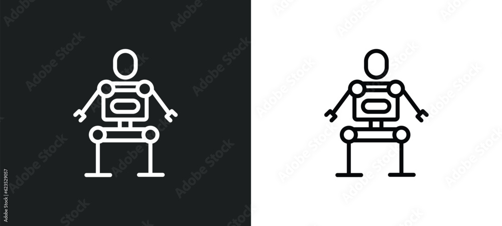 Poster exoskeleton icon isolated in white and black colors. exoskeleton outline vector icon from artificial