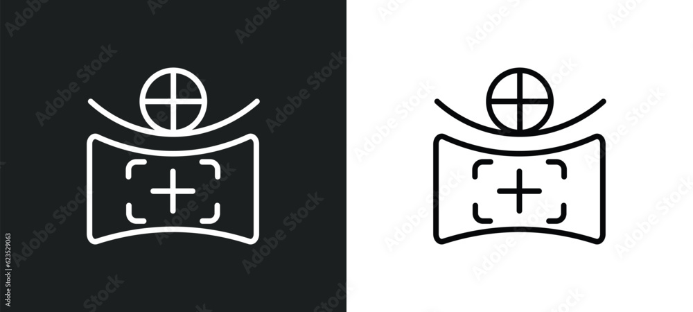 Poster field of view icon isolated in white and black colors. field of view outline vector icon from artificial intellegence collection for web, mobile apps and ui.