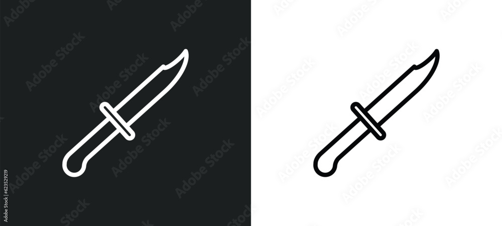Poster knife icon isolated in white and black colors. knife outline vector icon from army and war collectio