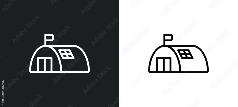 Poster bunker icon isolated in white and black colors. bunker outline vector icon from army and war collect