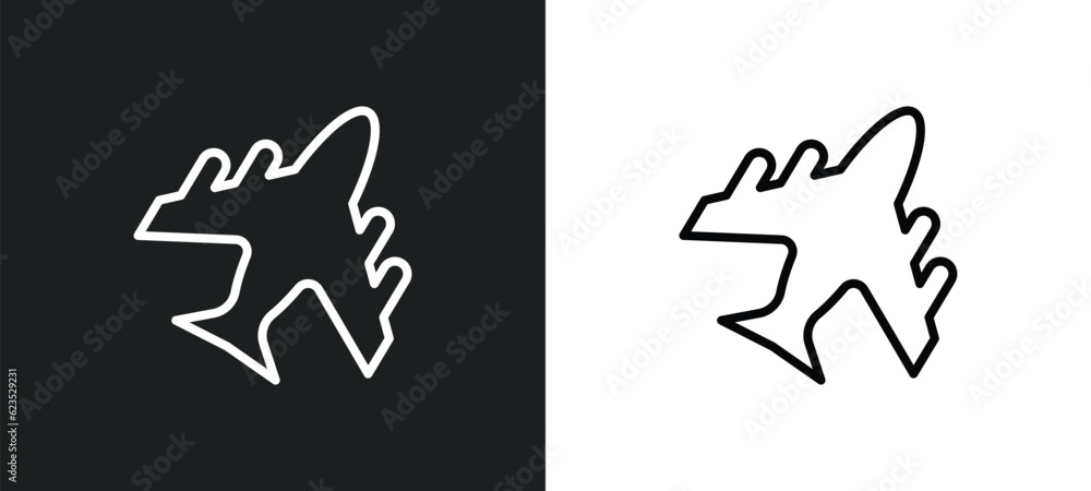 Poster plane icon isolated in white and black colors. plane outline vector icon from army and war collectio