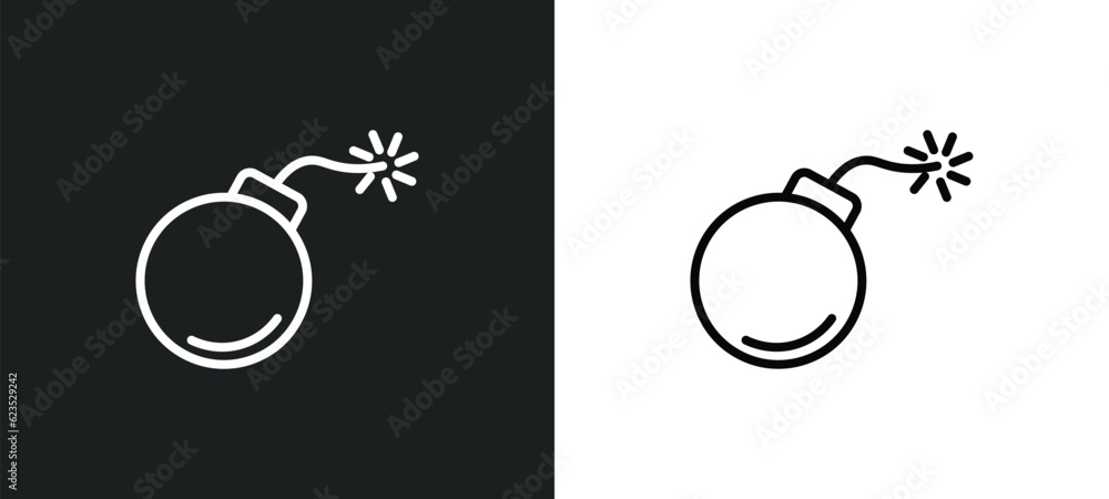 Poster bomb icon isolated in white and black colors. bomb outline vector icon from army and war collection.