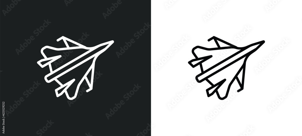 Poster jet icon isolated in white and black colors. jet outline vector icon from army and war collection fo